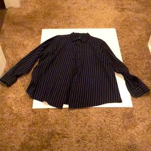 Men’s Black & Blue Pin Striped Dress Shirt, Claiborn, Size 2XL